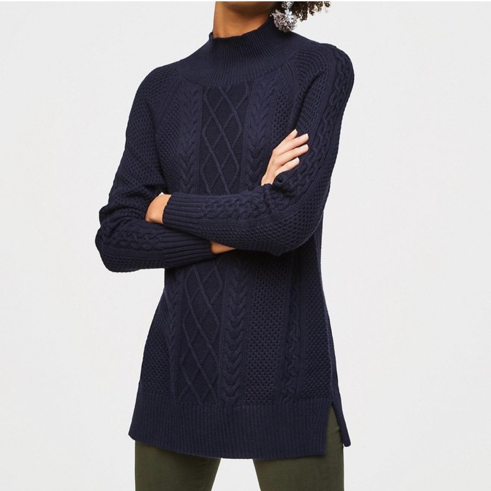 LOFT Navy Cable Knit Women's Sweater